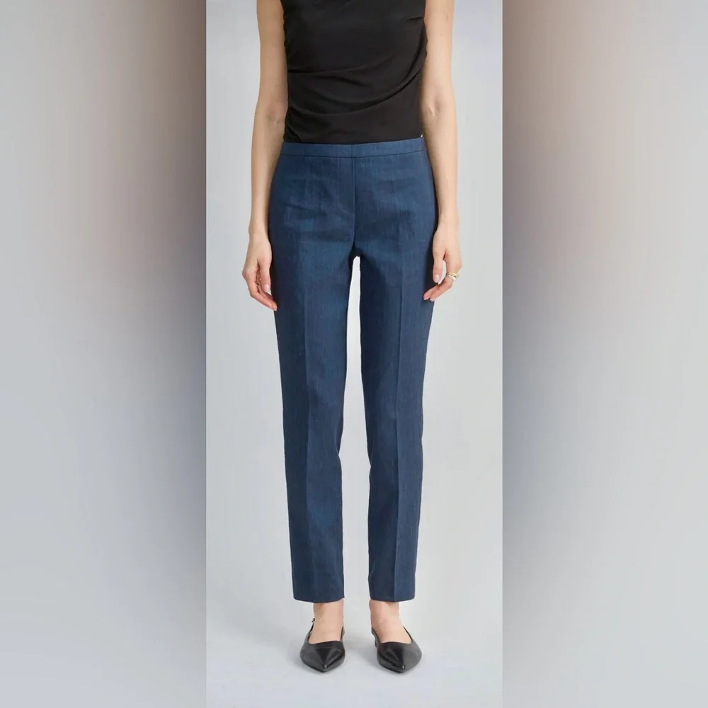 NWT Elie Tahari Linen Blend Navy Pants - Picture 3 of 8